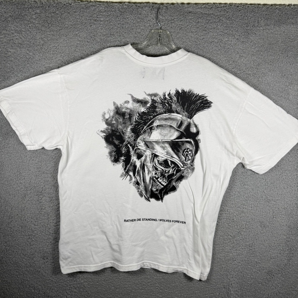 Darc Sport Wolves Forever Spartan Skull Graphic Tee White Men XL Limited Edition